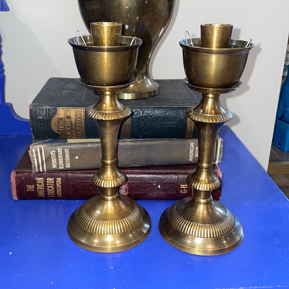 Pair of beautiful vintage brass candlesticks
